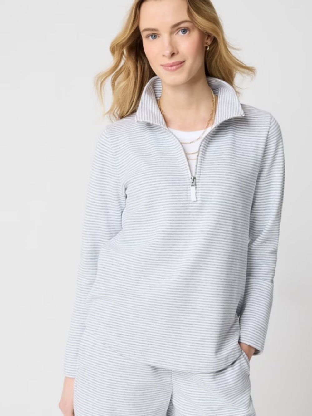 J crew Striped terry half-zip pullover